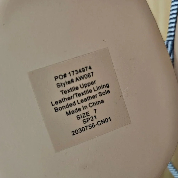 J Crew Sandal Cross Strap Block Heel Blue White Stripe Shoe Womens Size 7 - Picture 12 of 13